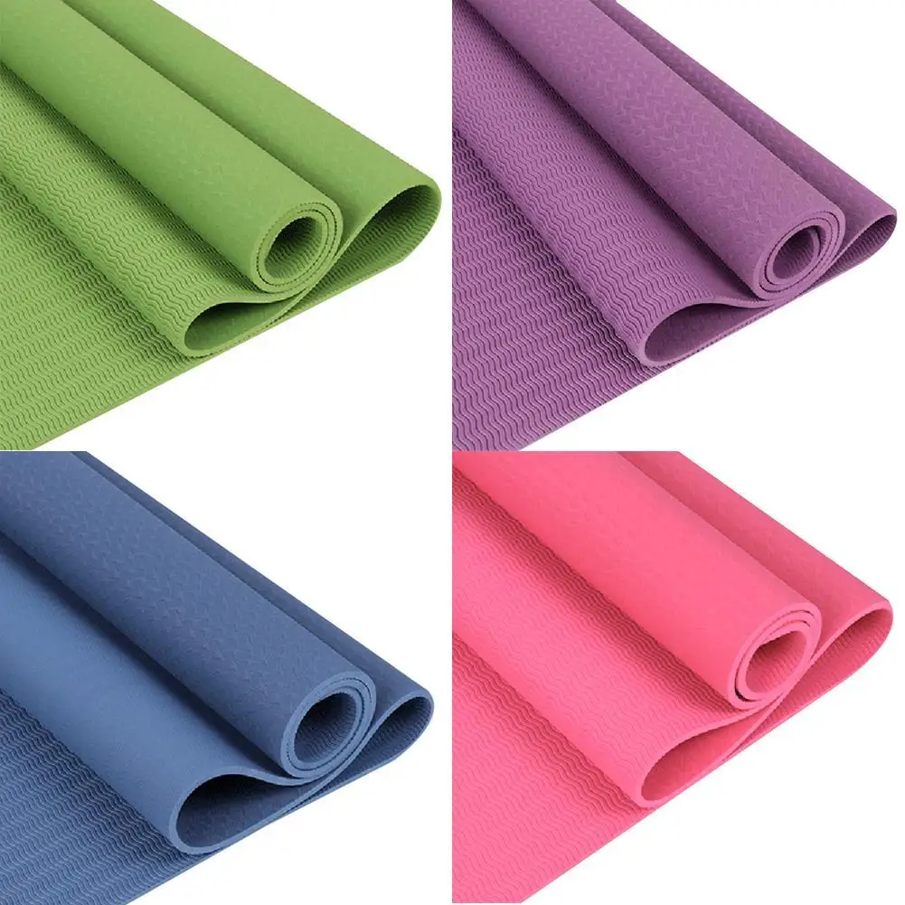 Solid Color Home Gym Fitness Exercise Workout Anti-slip TPE Yoga Mat Carpet