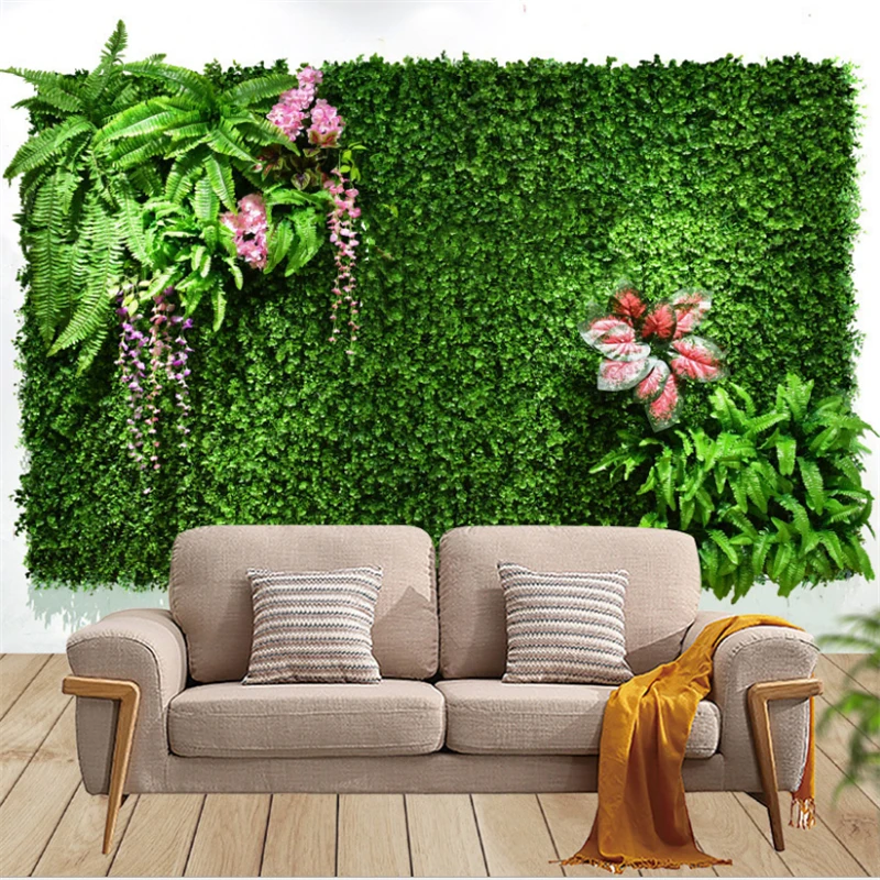 40x60cm  Green Artificial Plants Wall Panel Plastic Outdoor Lawns Carpet Decor Home Wedding Backdrop Party  Grass Flower Wall