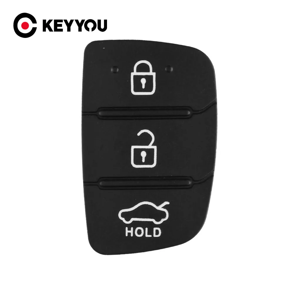 

KEYYOU Auto Parts Replacement Rubber Case Car Key Pad For Hyundai 3 Buttons Key Shell Blank Cover