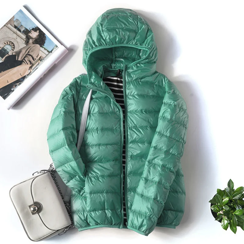 2021 Winter White Duck Down Hooded Jacket Women's Fashion Ultra-lightweight Pure Cotton Down Jacket Warm Jacket Women Coat  K596