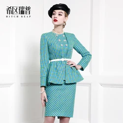 Gaoding Xiaoxiangfeng moda garnitur biznesowy damski wiosna nowy Tweed Hepburn Temperament dwuczęściowy zestaw