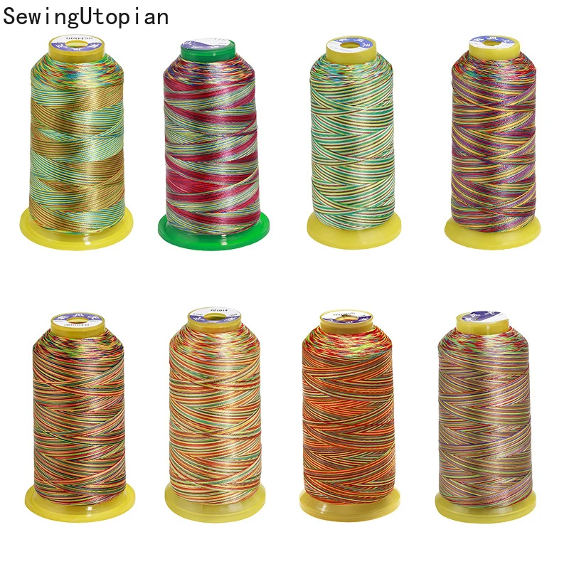 Rainbow Color Sewing Thread Hand Quilting Embroidery 150D/3 Sewing Thread Variegated Polyester Needlework Fiber Yarn