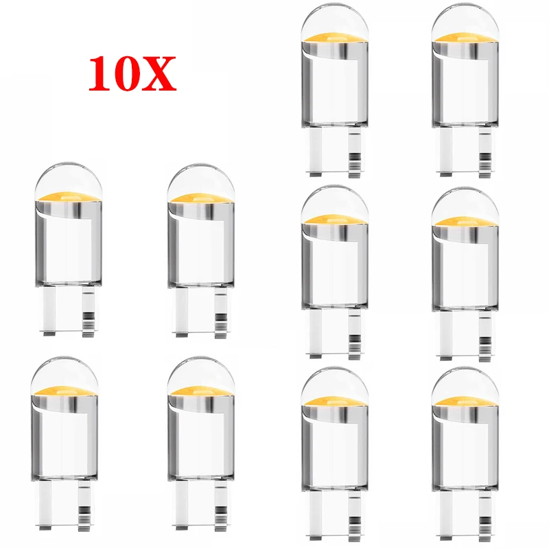 

10x 2021 Newest W5W Led T10 Car Light COB Glass 6000K White Auto Automobiles License Plate Lamp Dome Read DRL Bulb Style 12V