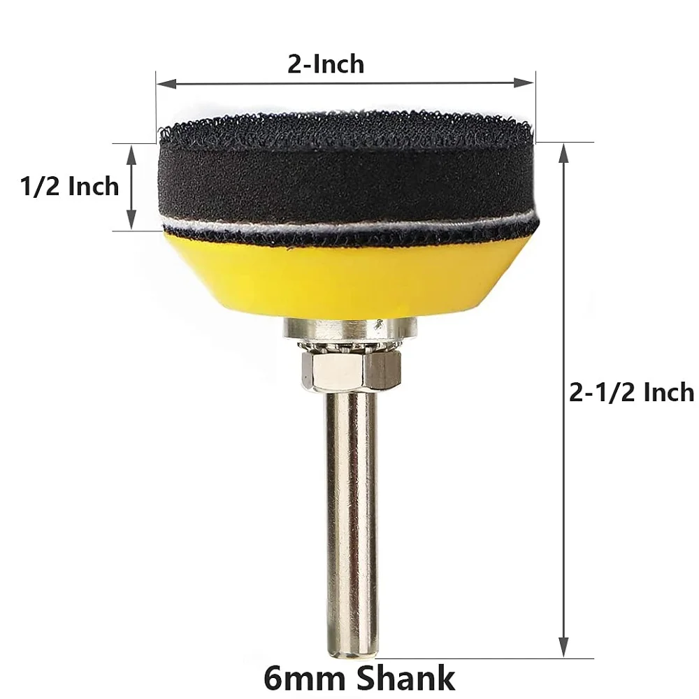 2 Inch Hook and Loop Sanding Backing Plate Soft Foam Layer Buffing Pad for Drill Air Die Grinder Sander Rotary Tool 1/4" Shank