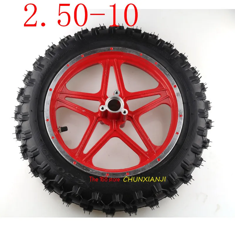 10inch (10'')Mini Dirt Bike Knobby Tire Wheels 2.50-10 Front or Rear Rims & Tyre Off Road Motocross Mini Motorrad Child