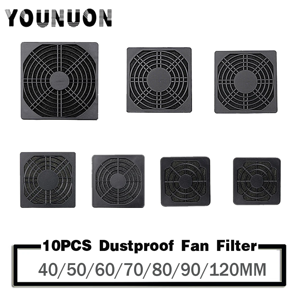 Boîtier anti-poussière 120mm, 10 pièces, filtre anti-poussière pour ventilateur, protection de grille pour ordinateur, nettoyage de ventilateur, 40/50/60/70/80/90