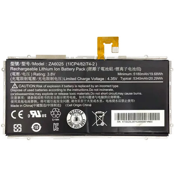 ZA6025 5340mAh Tablet battery For Acer Iconia One 10 B3-A10 B3-A10-K3BF High Capacity Battery +Free tools