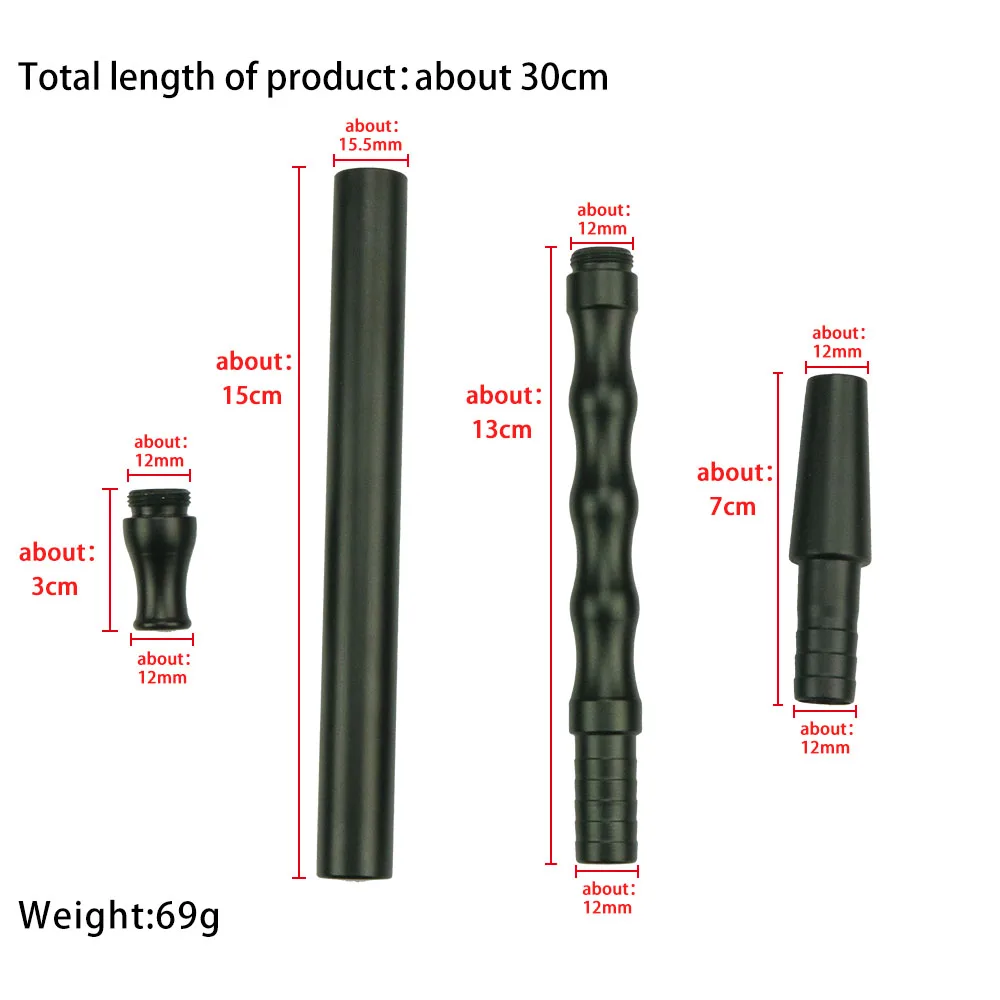 1set Aluminum Alloy 30cm Hookah Handle Set Suit For Diameter 12MM Silicon Hose Chicha Shisha Hookah Accessories