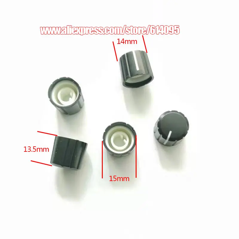 60pcs black 180 degree half-axis half-hole plastic knob cap / potentiometer knob cap riser 13.5 * 15mm