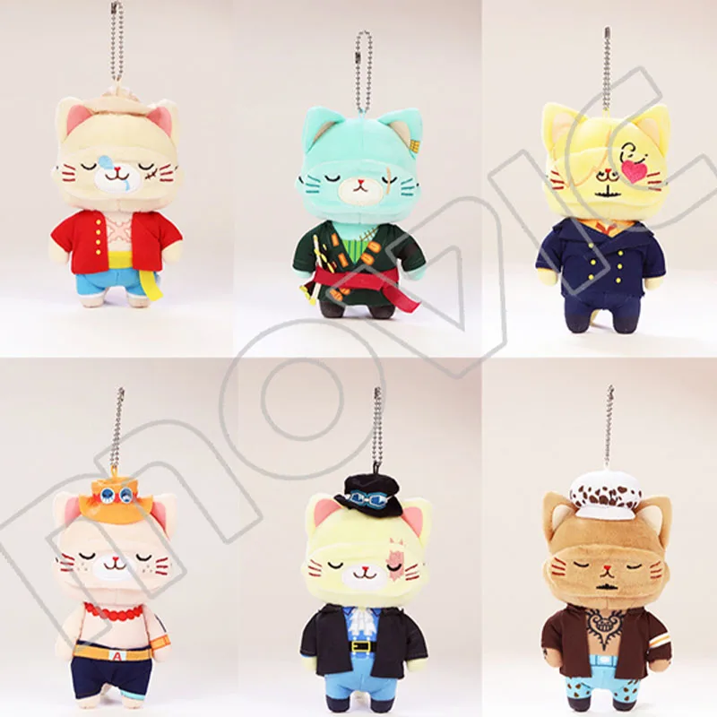 [Originele] Gevulde Een Stuk Katoen Hanger Met Kat Patch Masker Pluche Pop 14Cm Luffy Sanji Wet Ace doflamingo Nami Tas Ring Speelgoed