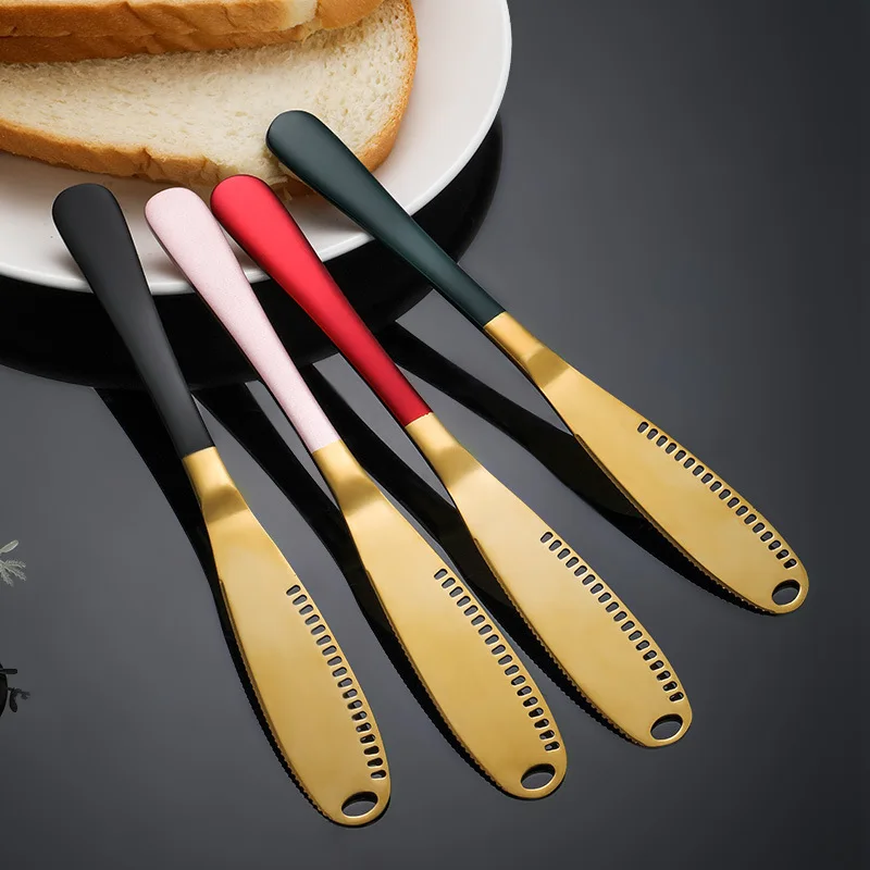Cuchillo para mantequilla, cortador de queso y postre con agujero dentado, utensilios de cocina para el hogar, tostada, pan, mermelada, vajilla, 1 ud.
