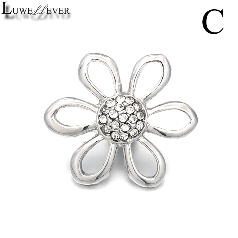 Flower Component 092 Crystal 18mm Metal Snap Button For Bracelet Necklace Interchangeable Jewelry Women Accessorie Findings