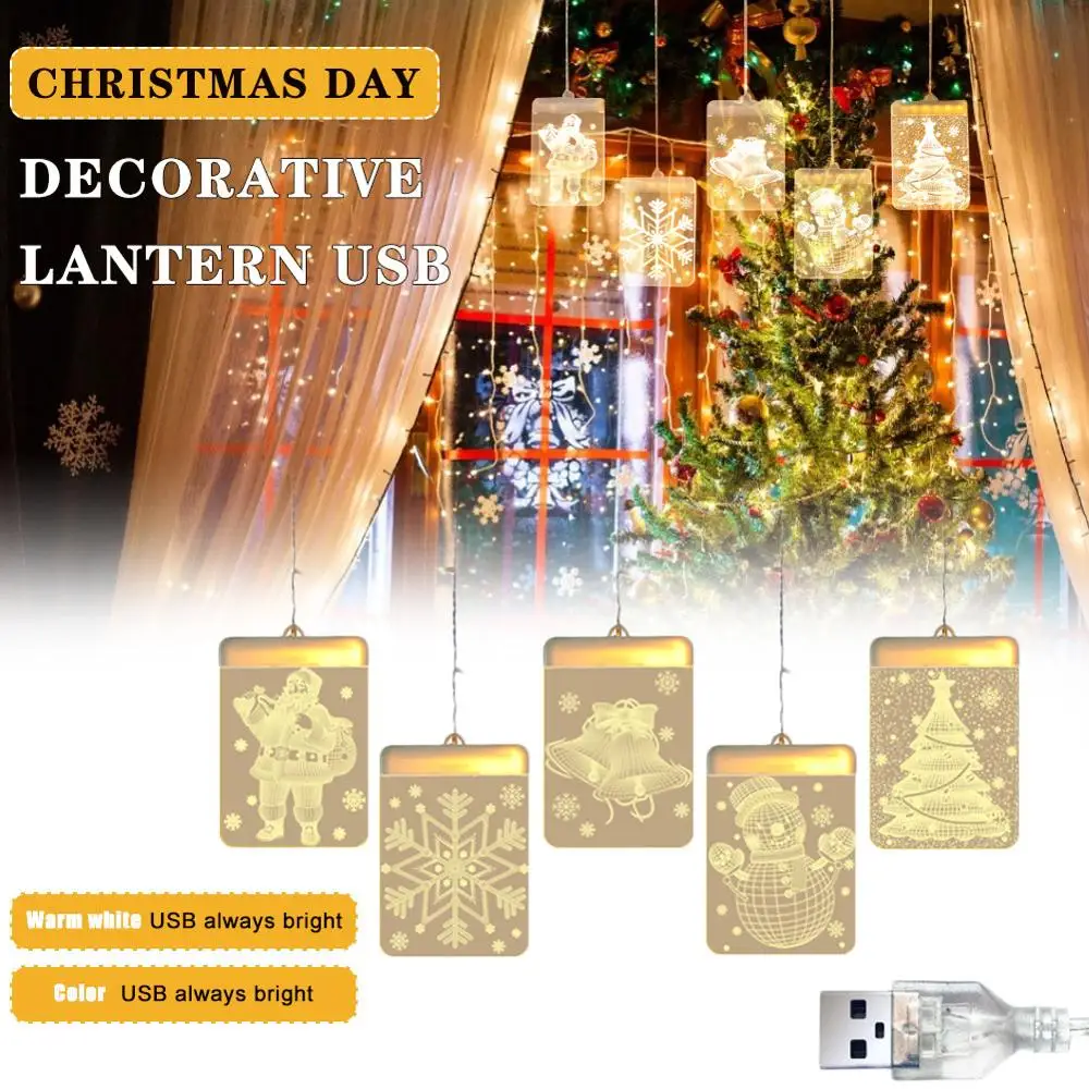 3D Festival Decoration Strings Light Merry Christmas Tree for Garden Home Wall Window Living Room Rattan Ball String Light Decor