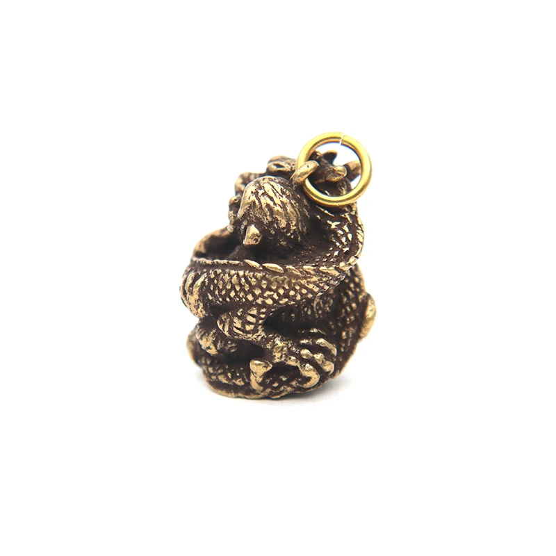 Lucky Feng Shui Brass Keychain Pendants Accessories Chinese Zodiac Animal Dragon Monkey Figurines Car Key Chain Hangings Jewelry