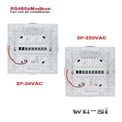 Controlador de temperatura de exibição digital modbus rs485 rtu do termostato da bobina do fã de 24vac 95-240vac 2p para refrigerar ou aquecer