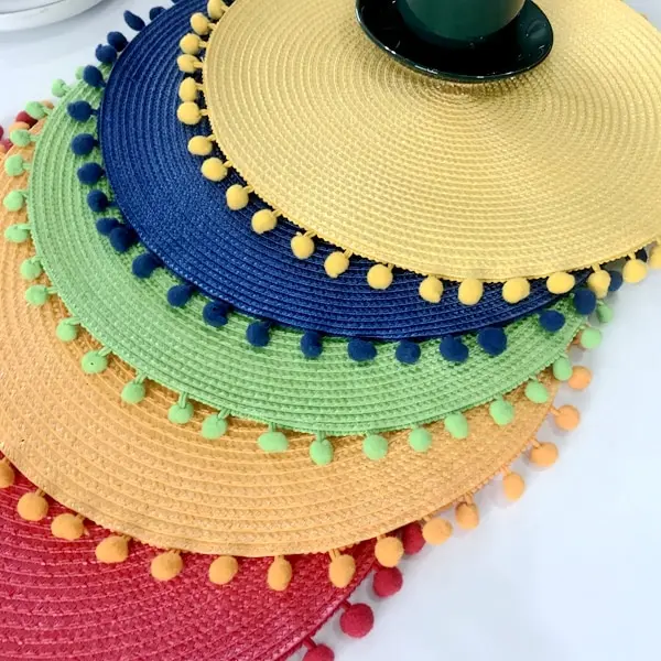 1PCS Woven Round Placemat Dining Table Plate Mat Bowl Drink Coasters Kitchen Accessories Home Decor