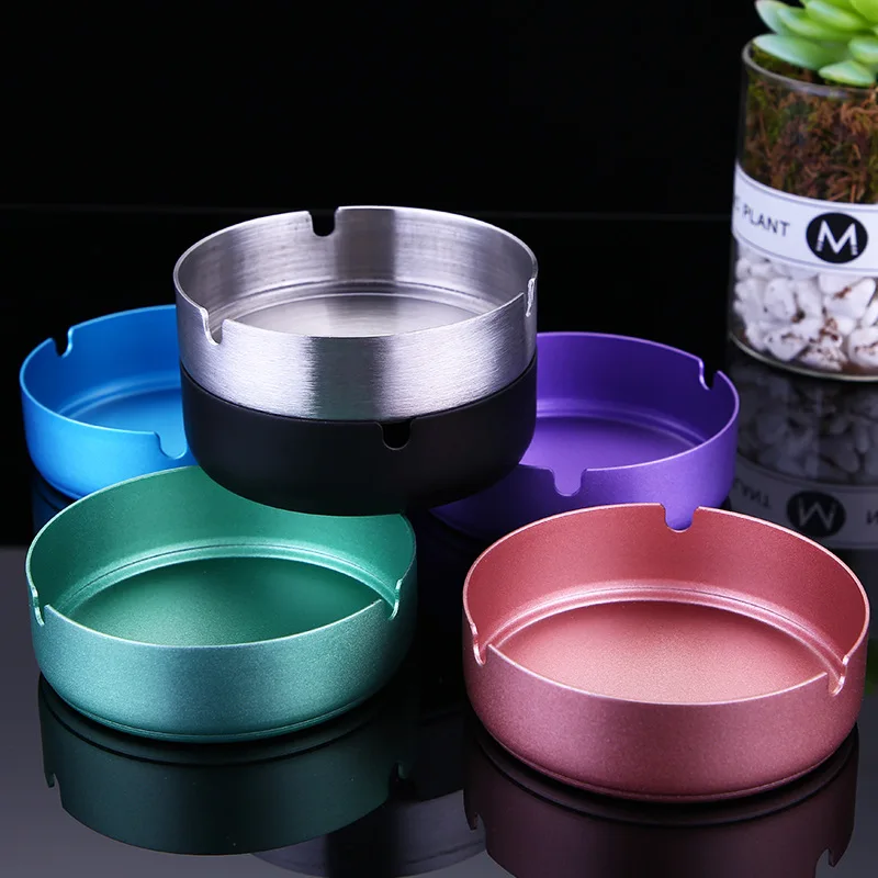 1pc New Style Color Stainless Ashtray Living Room Hotel Simple Creative Large Metal Ashtray