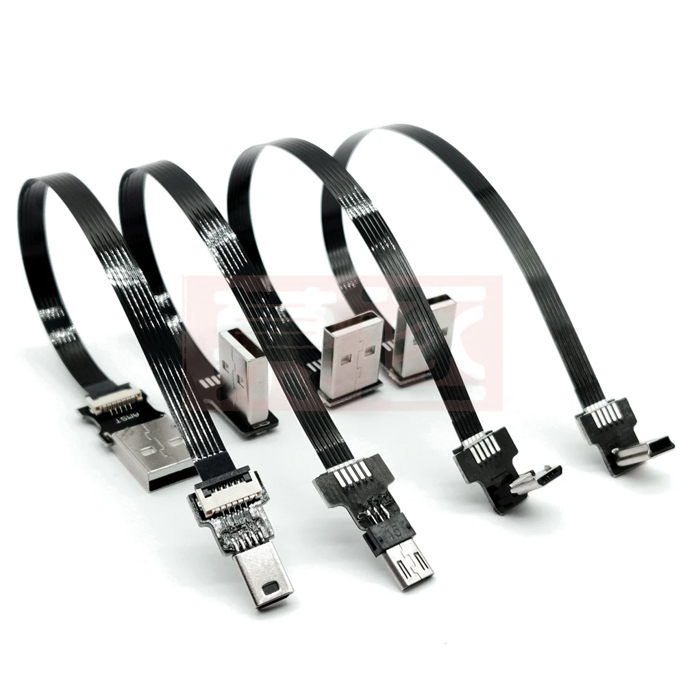 FPC USB Daten Kabel A Männlich Zu Micro Mini USB 5Pin Männlichen 90 Grad UP/Unten/Links/rechten Winkel อะแดปเตอร์ Sync Lade 0,25 M