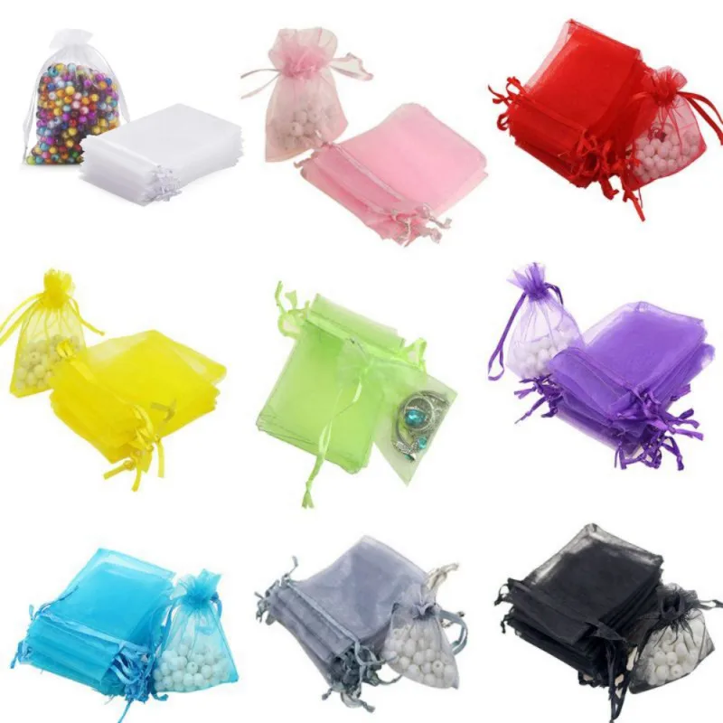 50pcs Organza Bags Christmas Valentine's Day Party Candy Box Chocolate Gift Bags Wedding Jewelry Packaging Nice Bags 2021 New