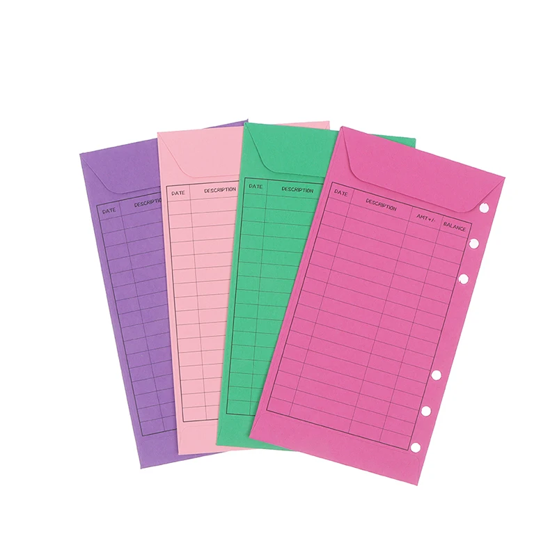 12 Pcs Budget Envelopes Cardstock Cash Envelope System For Money Saving, Assorted Colors, Vertical Layout & Holepunched