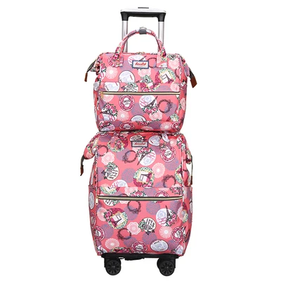 2020 tragen auf hand gepäck Reise Gepäck tasche sets frauen roll gepäck tasche frauen reise Trolley Taschen räder rädern rucksack