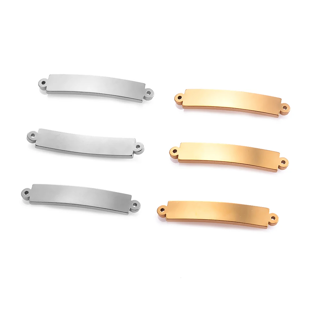 10 sztuk/partia ze stali nierdzewnej złote złącza do tworzenia biżuterii puste Bar ręcznie tłoczenia tagi grawerowane DIY Making bransoletka