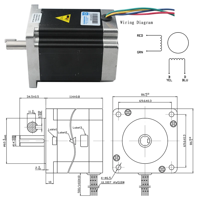 Nema 34 Stepper Motor 2 Phase 8N 5A 450B Servo Motor 4 Lead Cable For 3D Printer CNC Engraving And Milling Machine