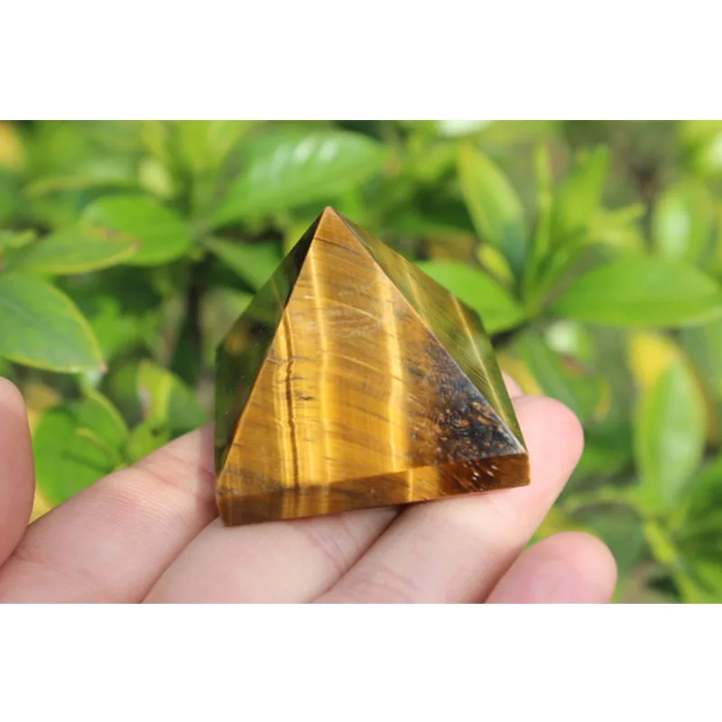 

NATURAL TIGER EYE QUARTZ CRYSTAL PYRAMID HEALING a