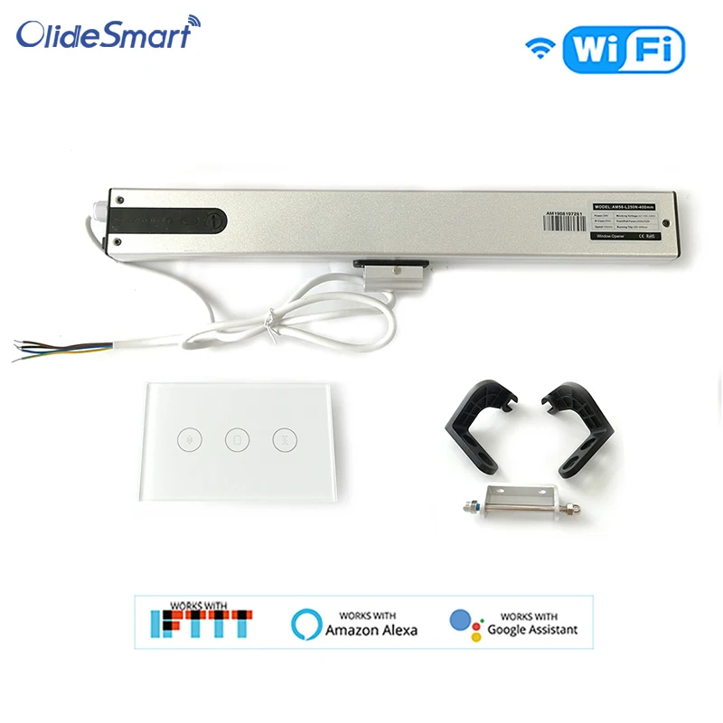 Olide Intelligent Smart AC Motor Automatic Window Opener with Wired WIFI Push Panel ,Phone App Control Remotely