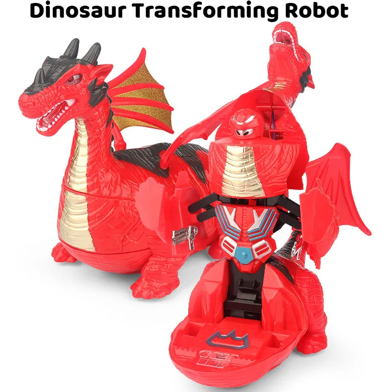 Robot dinosaure interactif électronique avec lumière musicale, jouets éducatifs pour garçons, dessin animé, déformation automatique, modèle Animal