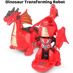 Electronic Interactive Dinosaur Robot Toys with Music Light Boys Cartoon Automatic Deformation Animal Model Educational Toys