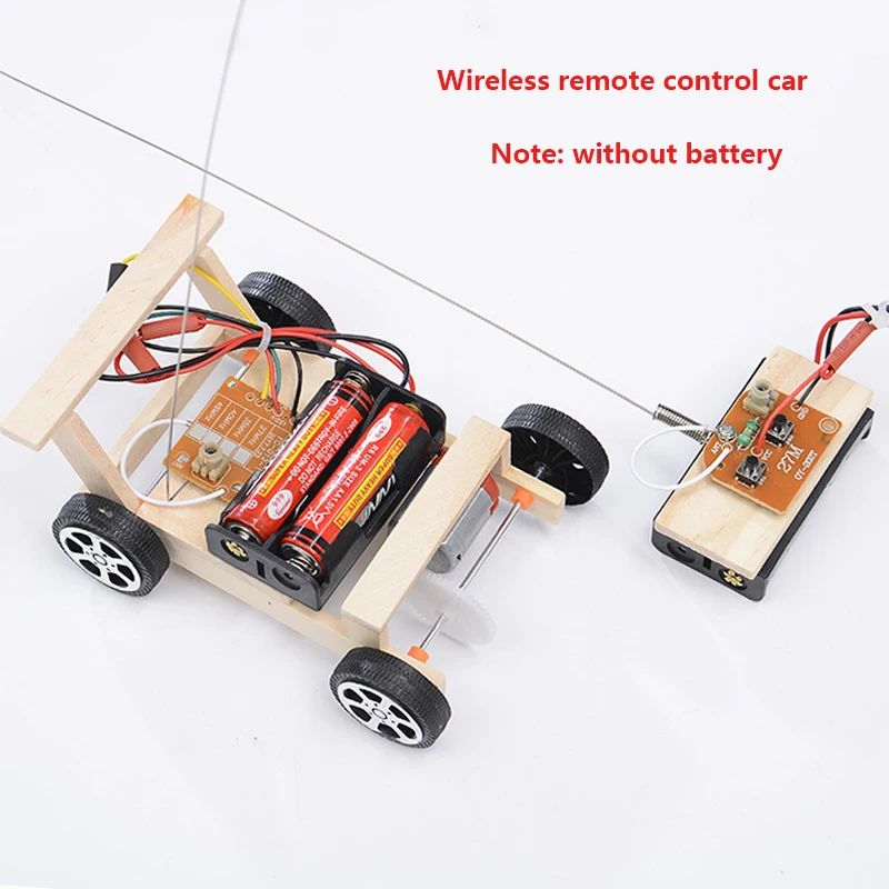 Kid Wooden DIY Assembly  Electric Wireless RC  Car Model Science Experiment Toy Interesting DIY Assembly RC Car Model gifts