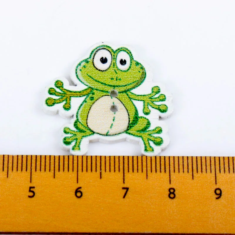 2020 Frog Painted Wooden Buttons Scrapbooking Decorative Craft 2 Holes Sewing Supplies 28x30mm 30pcs