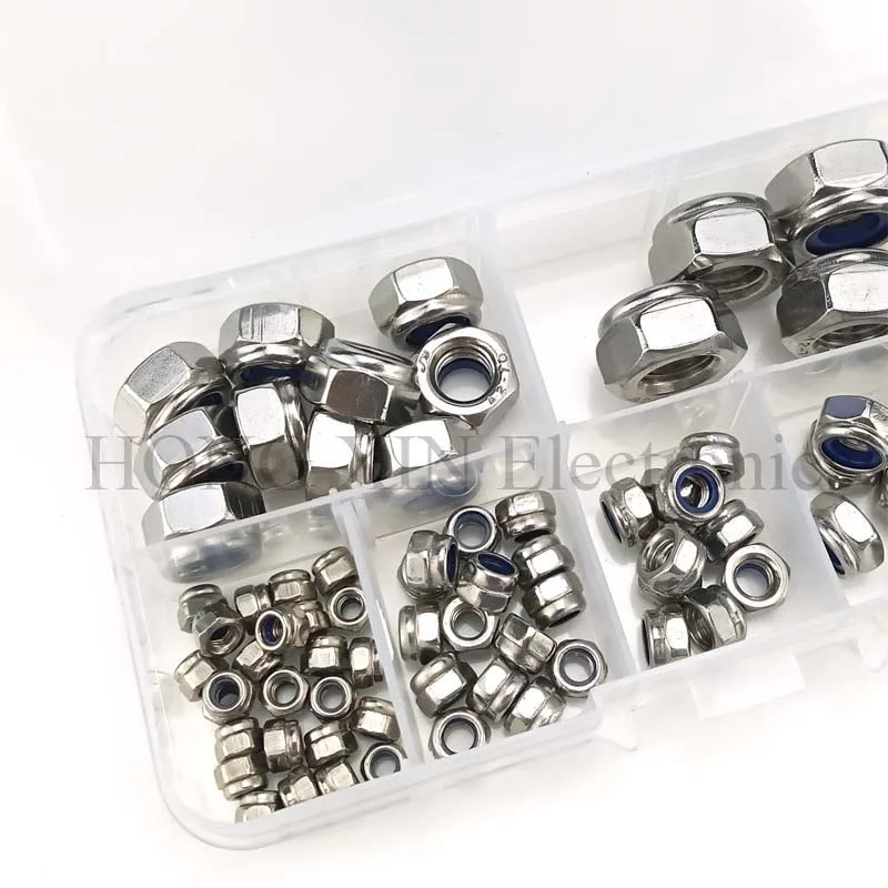 75 Stks/set 304 Rvs Slot Moer Nylon Plaats Lock Moer Assortiment Kit M3/M4/M5/M6 /M8/M10