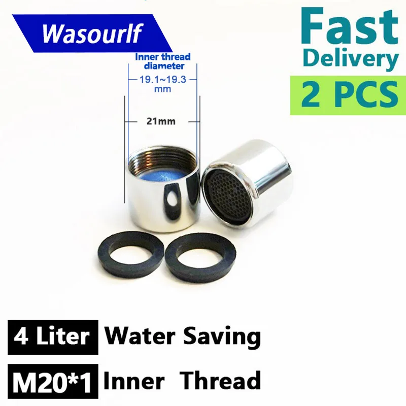 WASOURLF 2PCS M20 Inner Thread 4L Water Saving Faucet Aerator Female Thread Tap Spout Bubble Accessories Bathroon Basin Kitchen