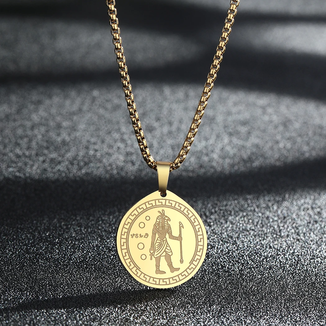 Kinitial-Juego de collar con colgante de Dios, Gargantilla de cadena de amuleto de religión egipcia, collares con colgante de declaración, regalo de joyería