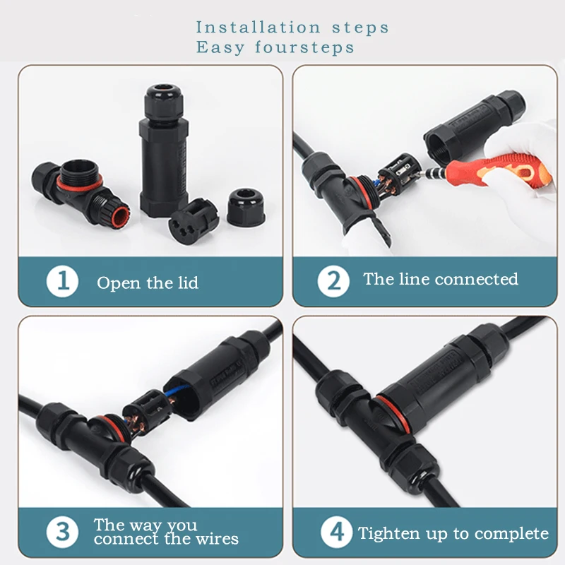 IP68 waterproof cable connector I-type/Y-type/T-type 2Pin 3Pin 4Pin 5Pin Electrical Terminal Adapter  LED Light Wire Connector