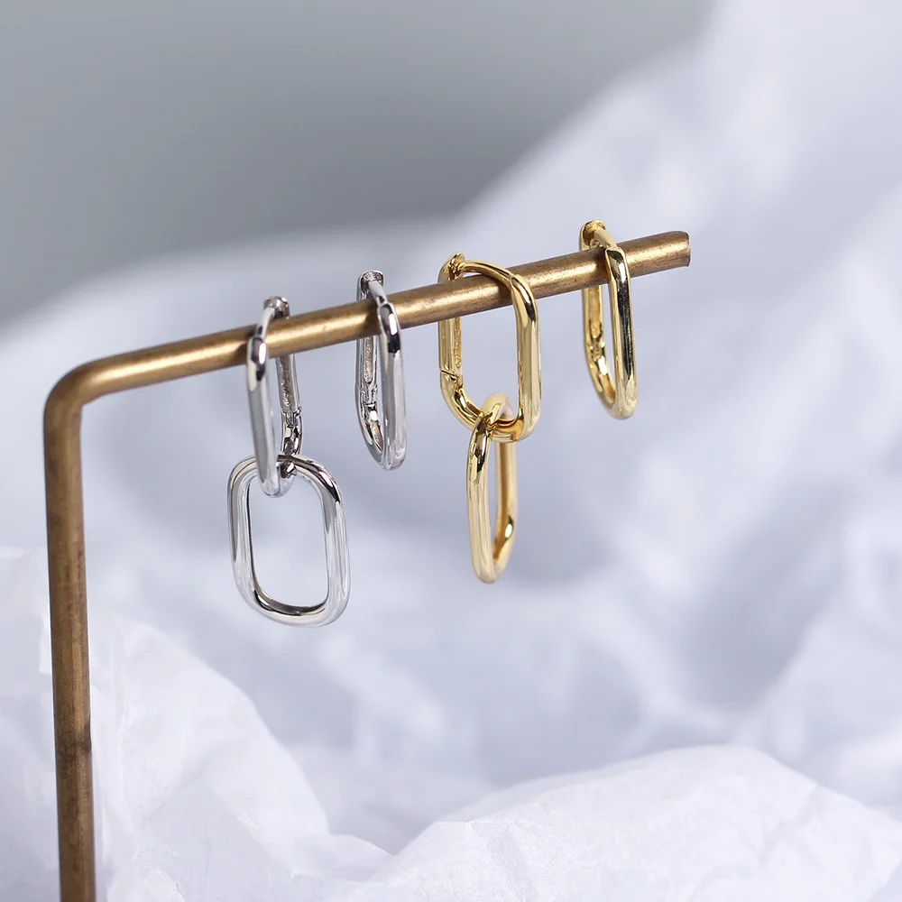 XIYANIKE Silver Color  Geometric O-shaped Two Oval Hoop Earrings Female Simple Fashion Detachable Jewelry Accessories Gift