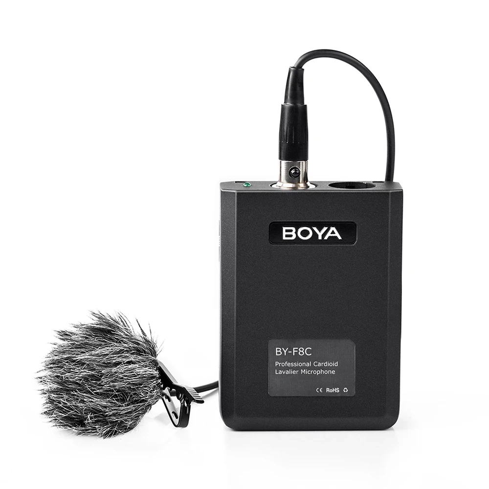 Imagem -04 - Boya By-f8c Profissional Xlr Cardióide Lavalier Microfone para Câmera Dslr Sony Panasonic Filmadora Vocal & Acústico Guitarra Vídeo