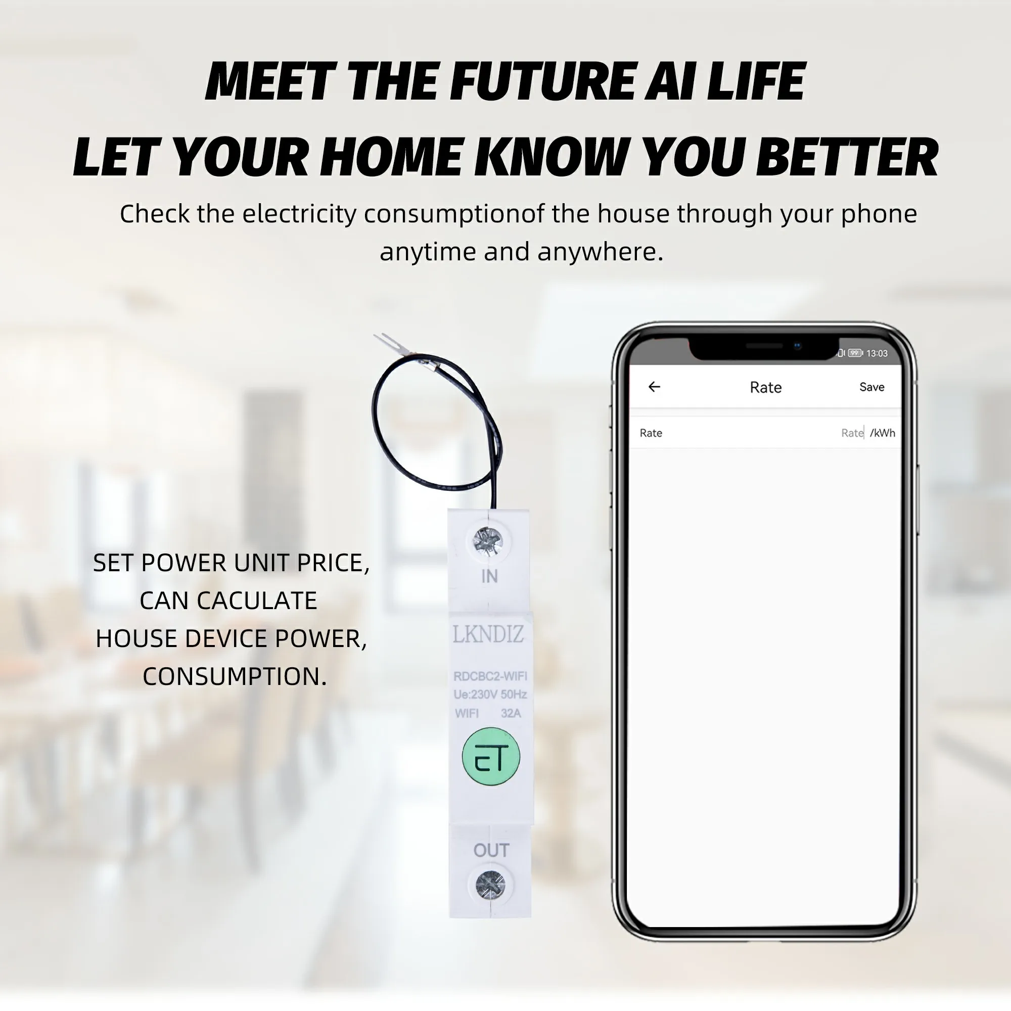 63A الدين السكك الحديدية واي فاي قطاع دارة مفتاح ذكي التحكم عن بعد بواسطة Ewelink APP للمنزل الذكي 18 مللي متر 32A/63A مع وظيفة القياس