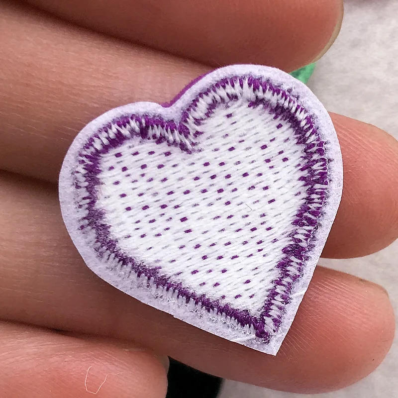 New 10pcs Small Heart Embroidery Patches for Clothing Jeans Iron on Clothes Sticker Love Appliques Stripes Garment Accessories