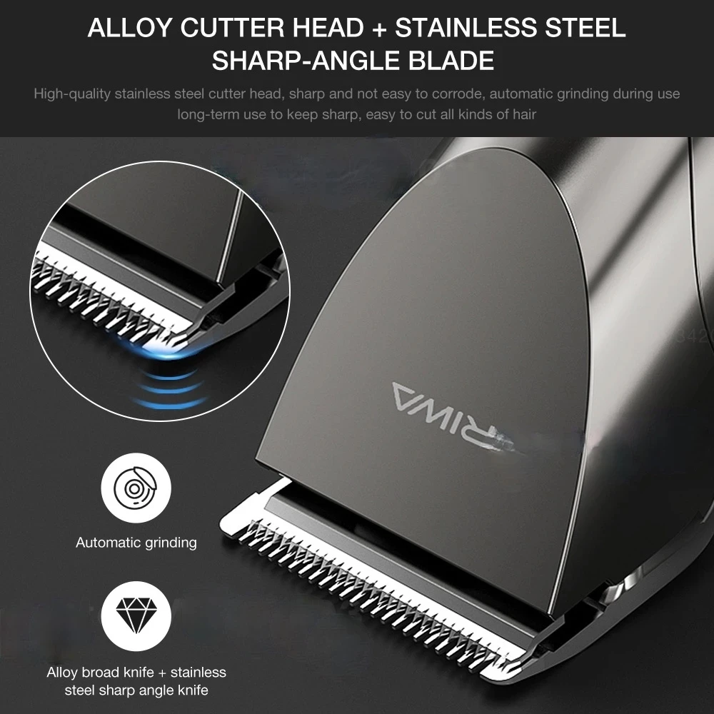 RIWA RE-6305 Washable Rechargeable Hair Clipper Professional Barber Trimmer With Carbon Steel Cutter Head