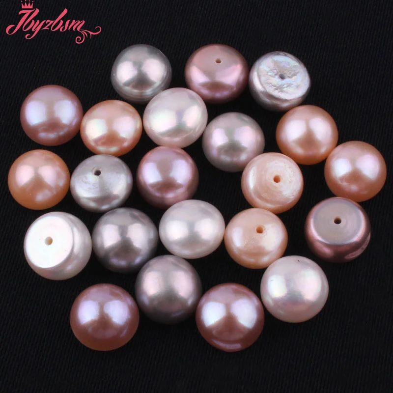 10mm 3A Grade Half Drilling Freshwater Pearl Button Beads Natural Stone Beads For Jewelry Making DIY Earring Fashion 1 Pair