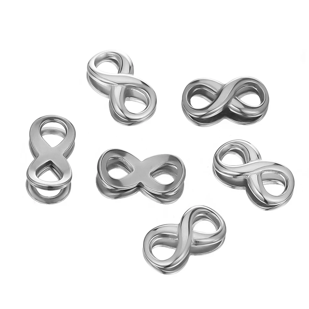 10pcs  Stainless Steel Heart Infinite 8 Shaped Charms for DIY Jewelry Gifts Making Necklace Bracelet  Pendants Findings Bulk