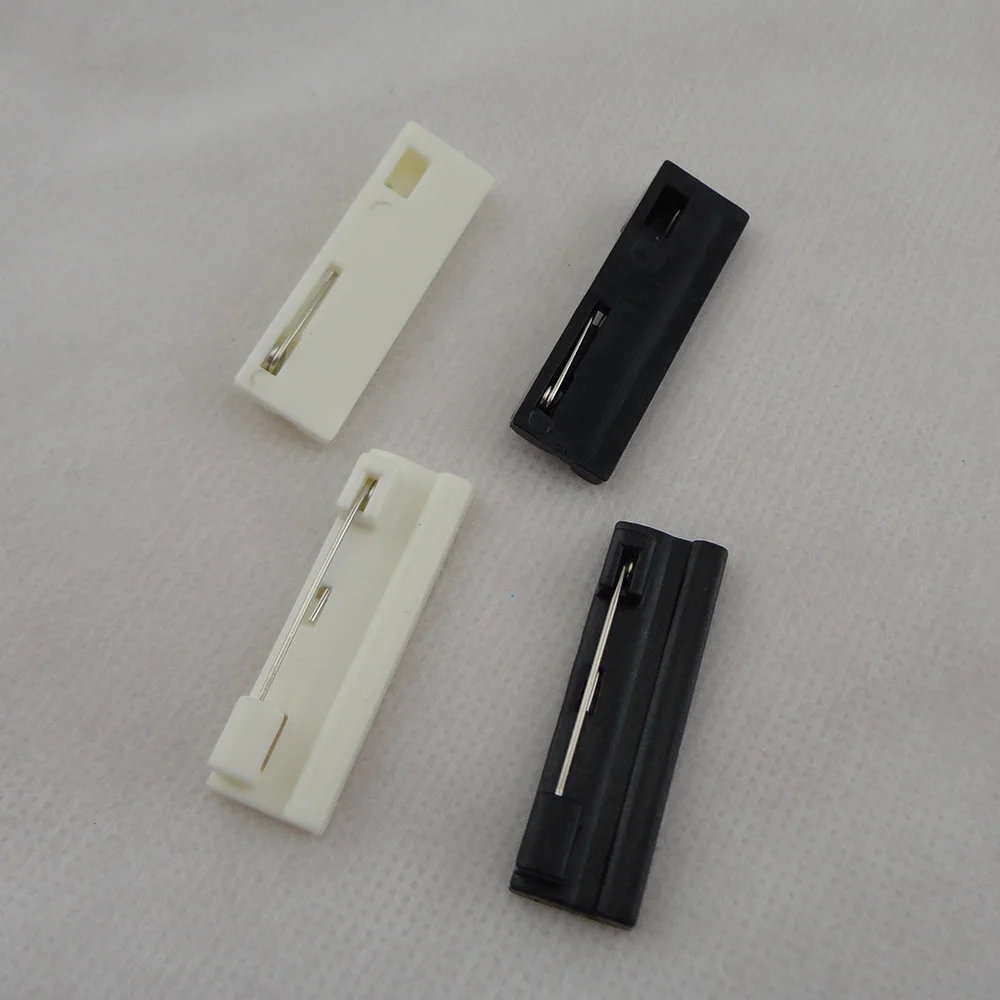 200PCS 3.0cm 2.0cm 3.6cm 4.2cm White Black Plastic Brooch Base Pin backs Plain Safety pins for DIY Badges Corsages