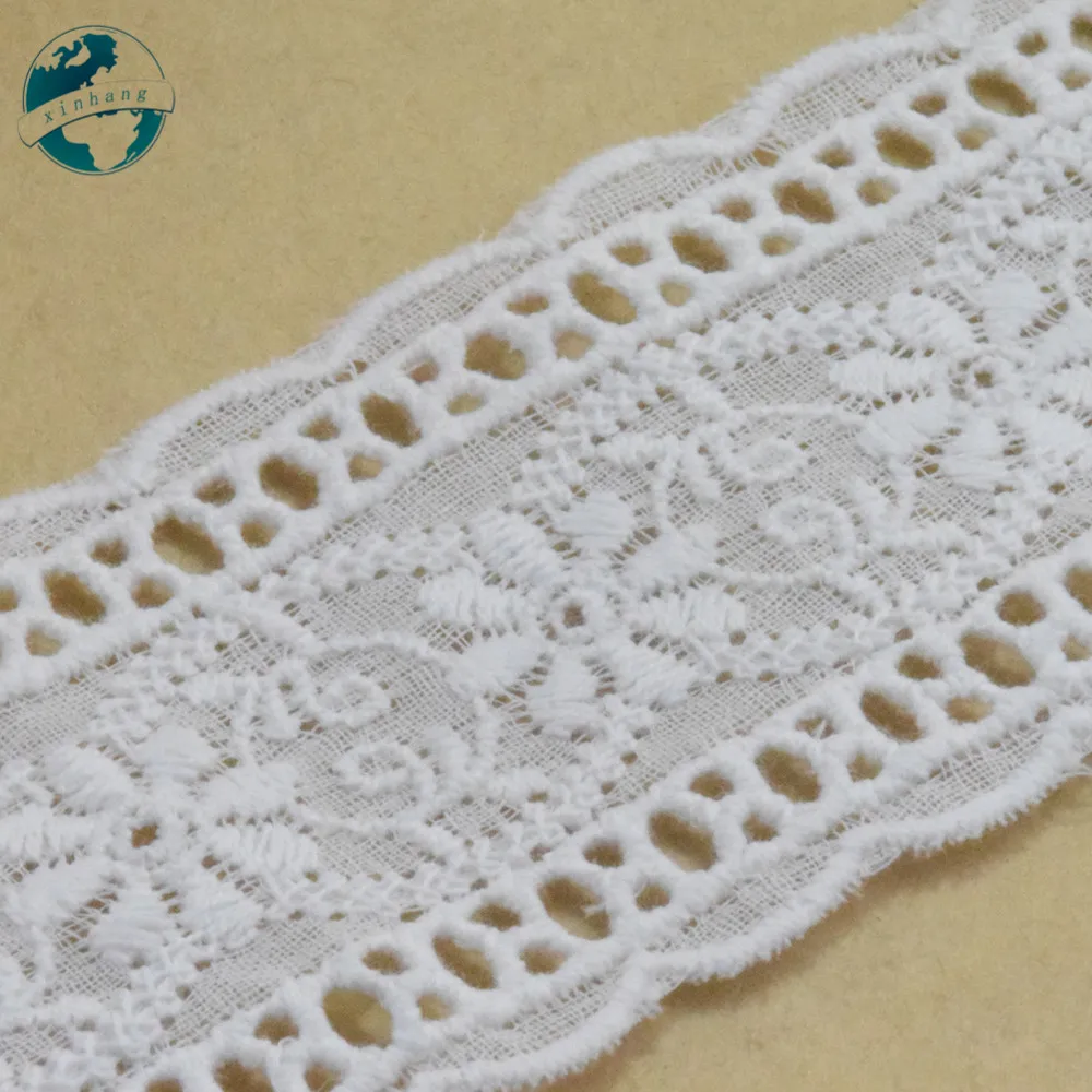 4.7cm Wide 100% Cotton Embroid Lace Sewing Ribbon Guipure Trim Wedding Decoration DIY Dolls Colthes Accessories Lace Edge#4056