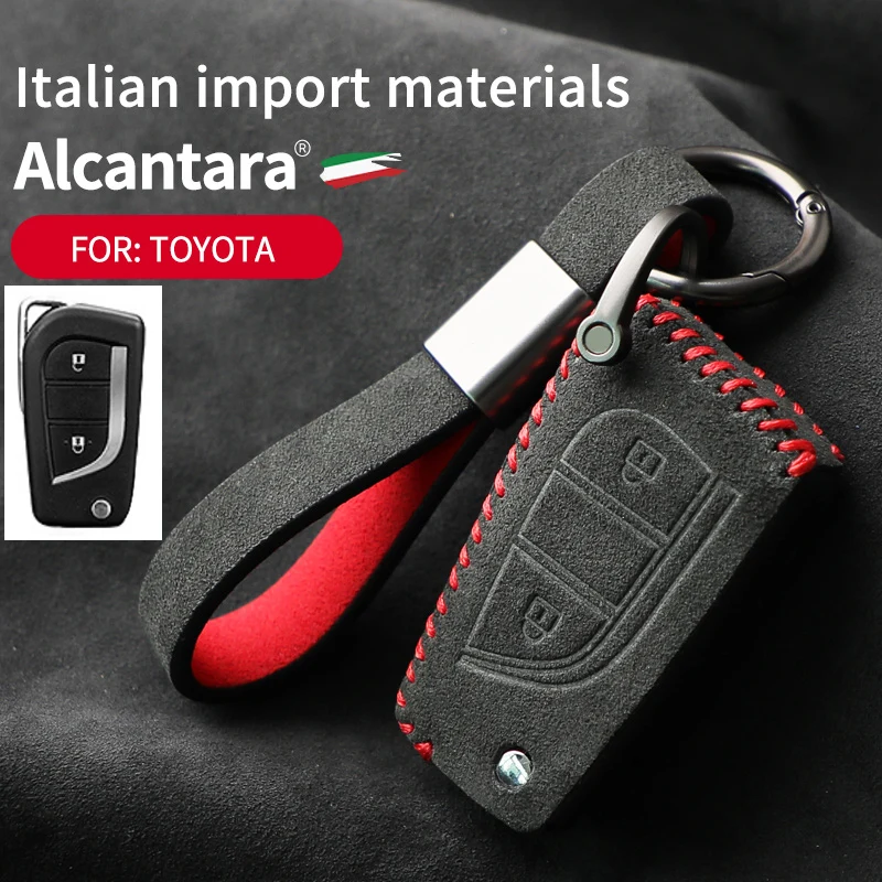 

for Toyota Auris Corolla Avensis Verso Yaris Aygo Scion TC IM Camry RAV4 Forturner HiluxAlcantara imported suede key case buckle