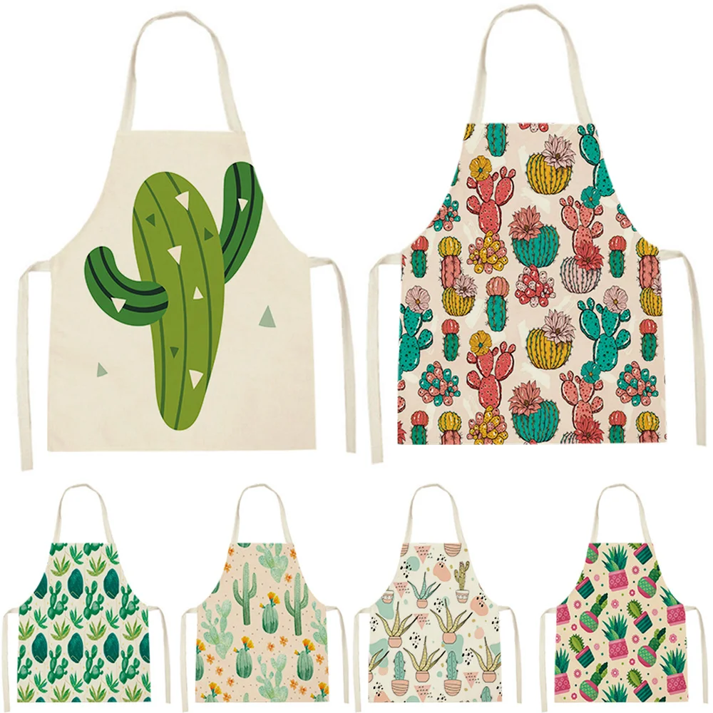 Cactus Pattern for Home and Kitchen House Cleaning Apron for Children Good for Home Kitchen Woman Kitchen Apron Fartuch Tablier