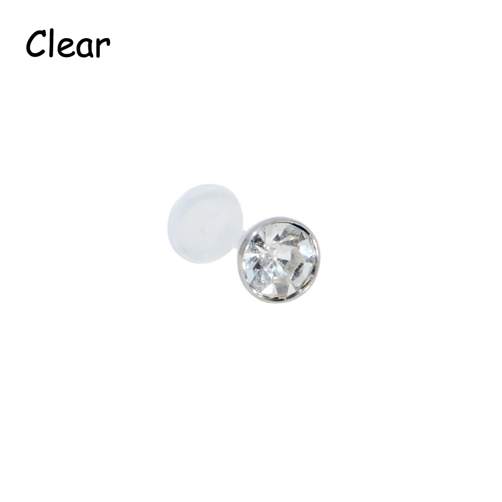 1pcs Bioflex Flexible PTFE Labret Stud CZ Gem Crystal Press Fit Ear Tragus Cartilage Helix Earrings New Body Piercing Jewelry