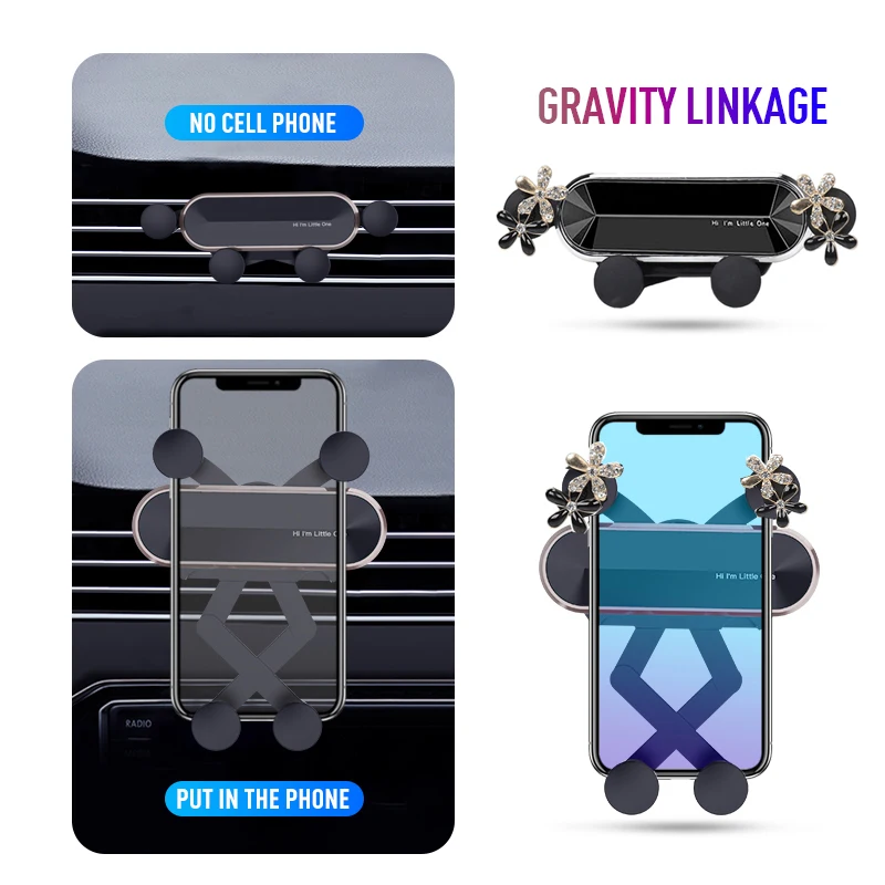 Neue Kristall Blume Schwerkraft Auto Telefon Halter Universal Starke Air Vent Clip Halterung Einstellbare Mobile Handy Ständer für Freisprecheinrichtung – Detail 6